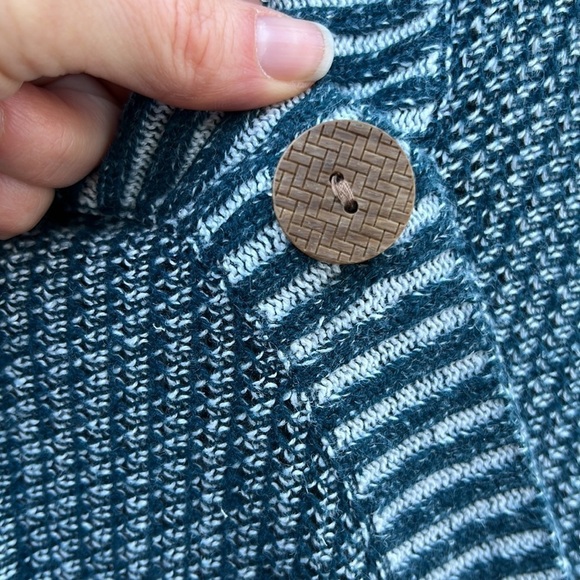 Woolrich Katie Bird Short Sleeve Hooded Cardigan Blue Size M/L - Picture 11 of 14